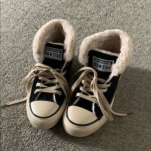 Black Suede High-Top furry Sneakers